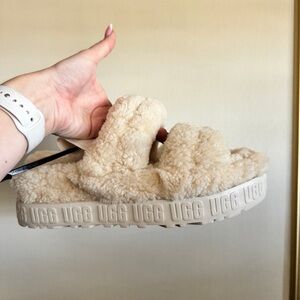 UGG Tan Fluffy Slide Sandals